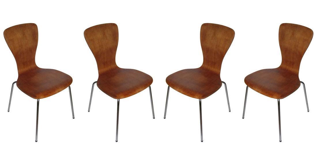 Set 4 Rare Mid-Century Nikke Chairs by Tapio Wirkkala for Asko 1960s