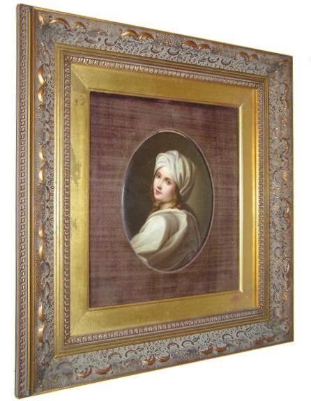Antique Beatrice Cenci Porcelain Plaque After Guido Reni