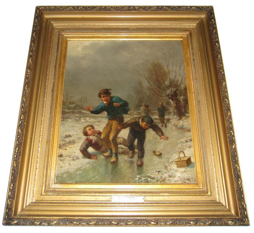 James Crawford Thom (1835-1898) Winter Genre Painting