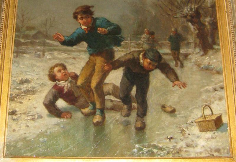 James Crawford Thom (1835-1898) Winter Genre Painting