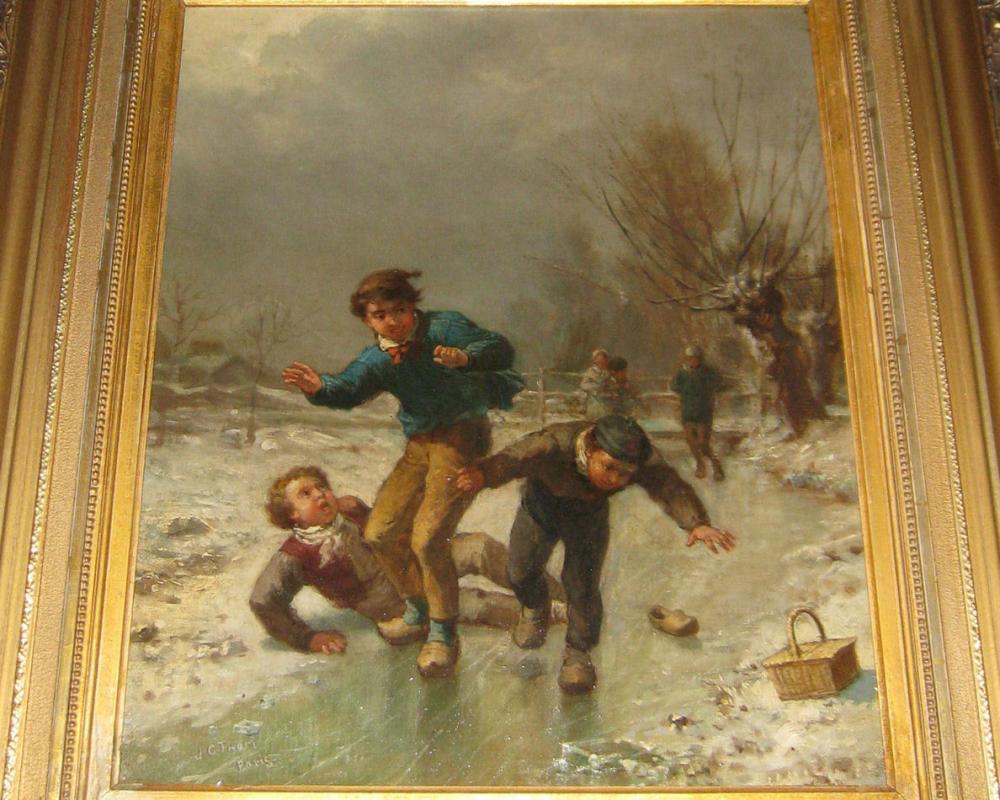 James Crawford Thom (1835-1898) Winter Genre Painting