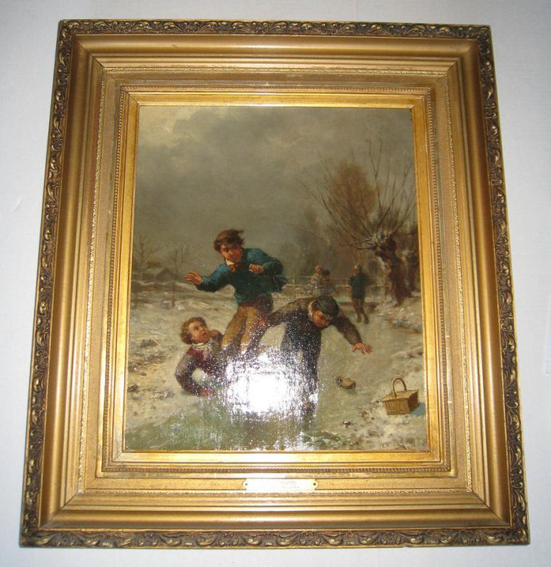 James Crawford Thom (1835-1898) Winter Genre Painting