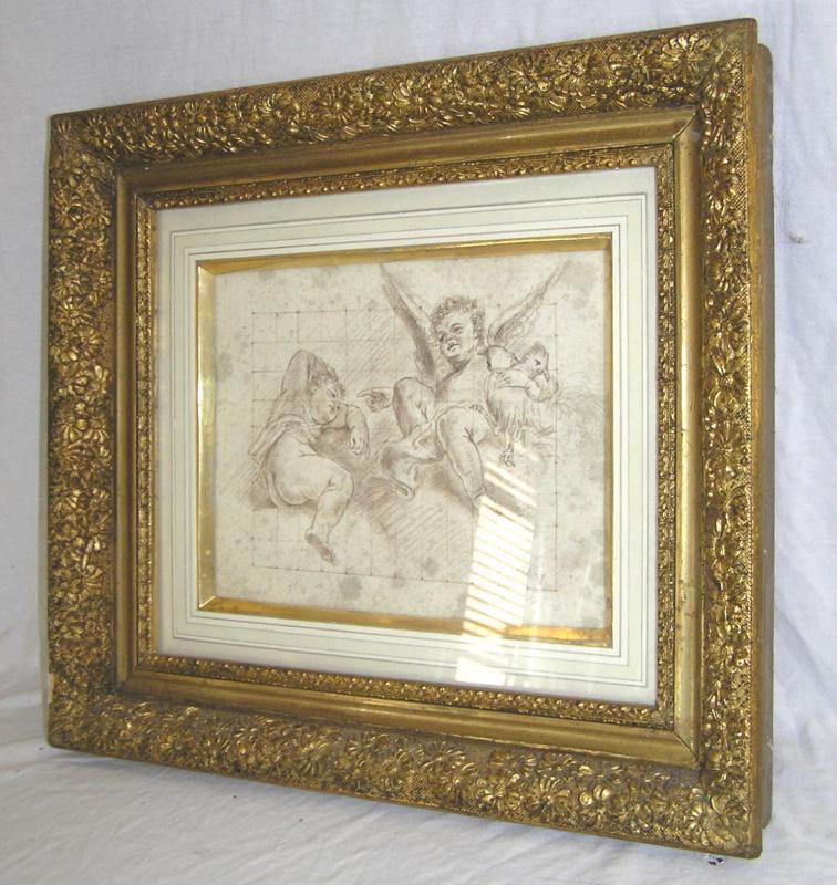 Neoclassical Cupids Ink Drawing Attributed to Marcantonio Franceschini (1648-1729)