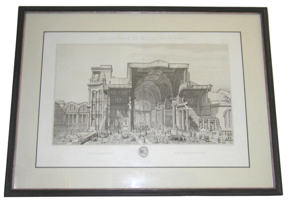 Roman Baths of Diocletien 19th Century Engraving by Charles Chardon