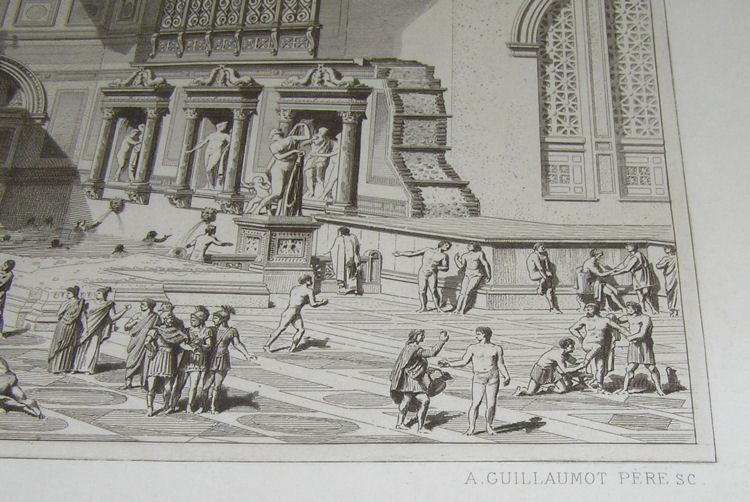 Roman Baths of Diocletien 19th Century Engraving by Charles Chardon