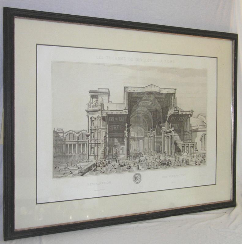Roman Baths of Diocletien 19th Century Engraving by Charles Chardon