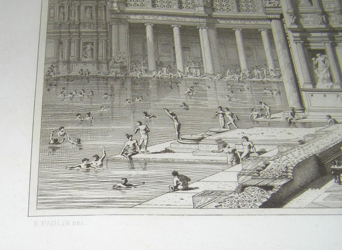 Roman Baths of Diocletien 19th Century Engraving by Charles Chardon