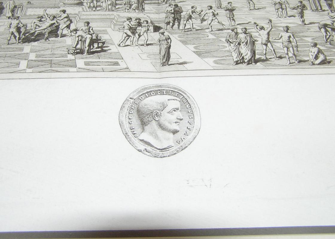 Roman Baths of Diocletien 19th Century Engraving by Charles Chardon
