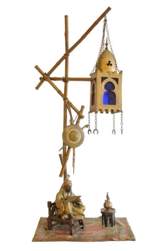 Antique Franz Bergman Orientalist Bronze Lamp