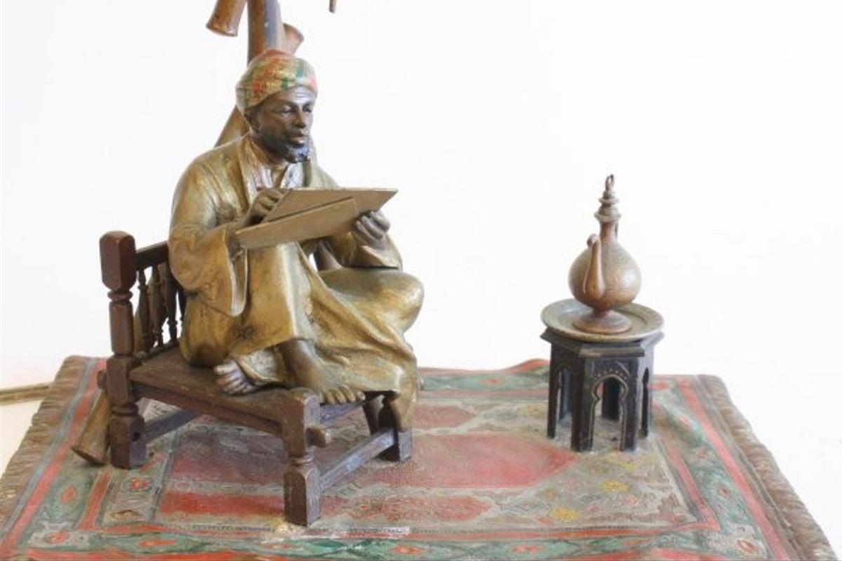 Antique Franz Bergman Orientalist Bronze Lamp