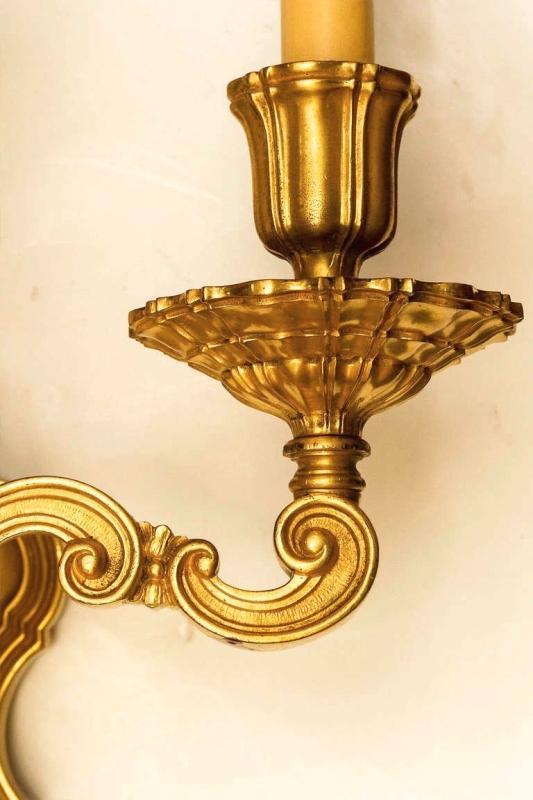 Pair Antique E.F. Caldwell Neoclassical Gilt Bronze Sconces
