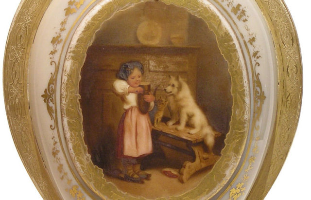 Porcelain Jewelled Gilded Handled Vase