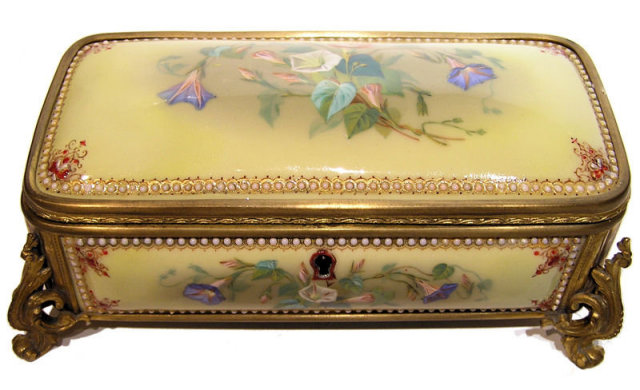 Antique Jewelled Porcelain Jewelry Box