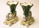 Pair Jacob Petit Porcelain Cornucopia Vases