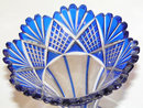 Pair of Blue Cut-To-Clear Glass Vases