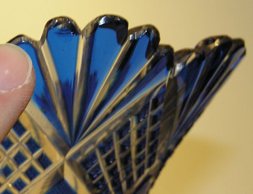 Pair of Blue Cut-To-Clear Glass Vases