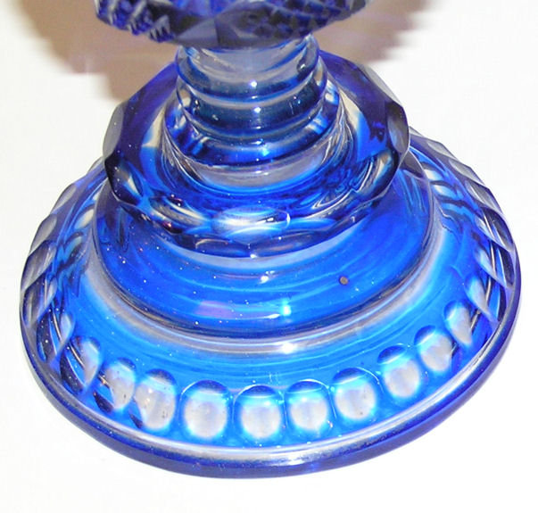 Pair of Blue Cut-To-Clear Glass Vases