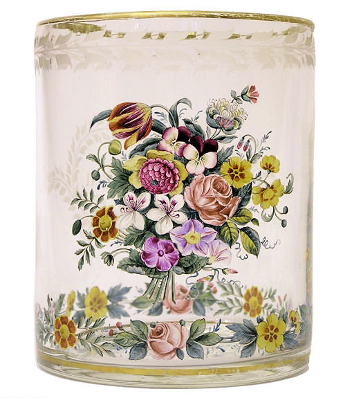 Enamelled Biedermeier Glass Beaker