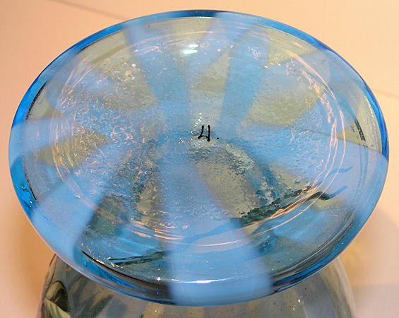 Pair Glass Vases w Enamel Birds & Flowers