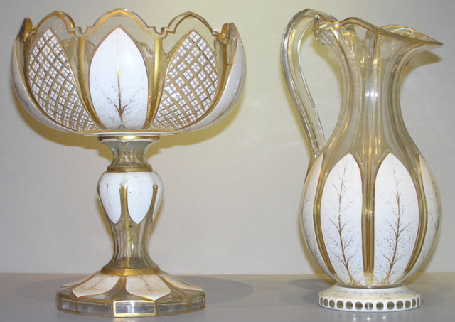 Moser Bohemian Glass Centerpiece & Ewer
