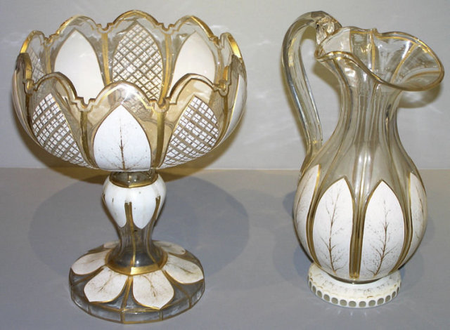 Moser Bohemian Glass Centerpiece & Ewer