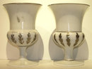 Pair Opaline Glass w Painted German Motif