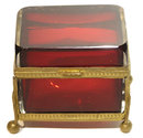 Antique Cranberry Red Glass Jewelry Box