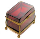 Antique Cranberry Red Glass Jewelry Box