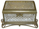 Antique Bronze & Cut Glass Jewelry Box