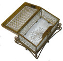 Antique Bronze & Cut Glass Jewelry Box