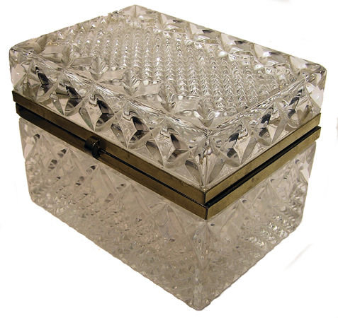 Vintage Molded & Cut Glass Jewelry Box