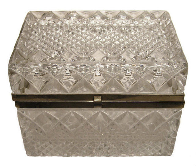 Vintage Molded & Cut Glass Jewelry Box