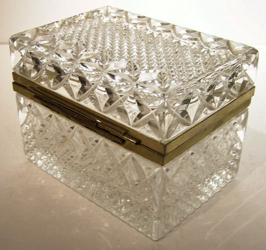 Vintage Molded & Cut Glass Jewelry Box