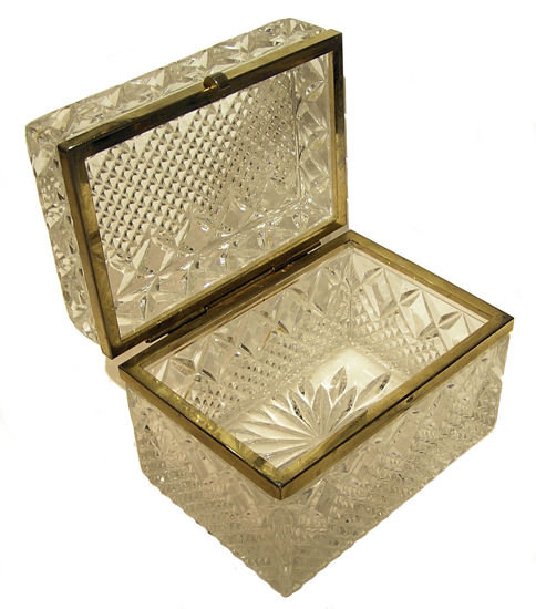 Vintage Molded & Cut Glass Jewelry Box
