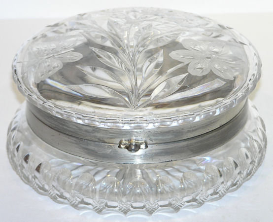 Round Cut Glass Jewelry Dresser Box