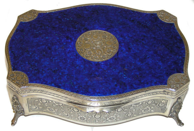Stunning Blue Enamel & 800 Silver Jewelry Box