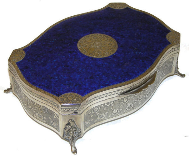 Stunning Blue Enamel & 800 Silver Jewelry Box