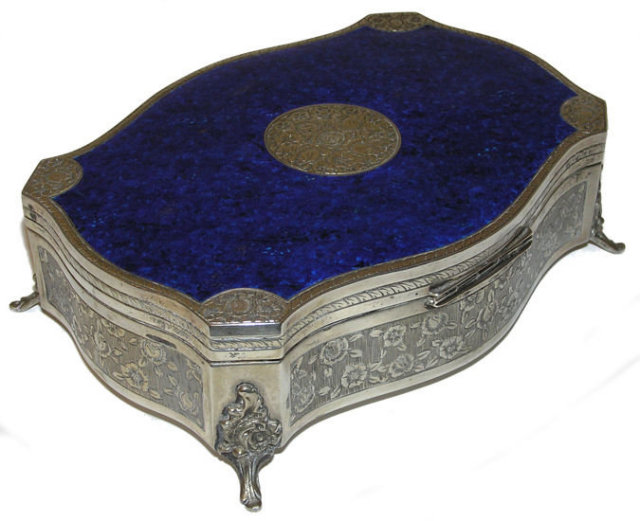 Stunning Blue Enamel & 800 Silver Jewelry Box