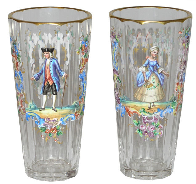 Pair of Lobmeyer Enamelled Tumblers