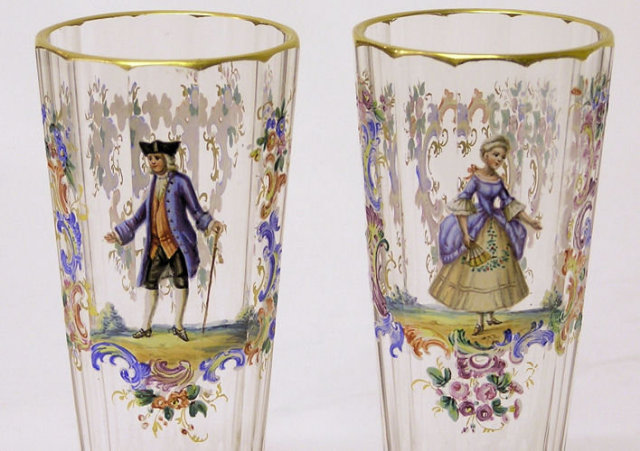 Pair of Lobmeyer Enamelled Tumblers