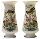 Pair Gilded Enamelled Opaline Glass Vases