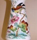 Pair Gilded Enamelled Opaline Glass Vases