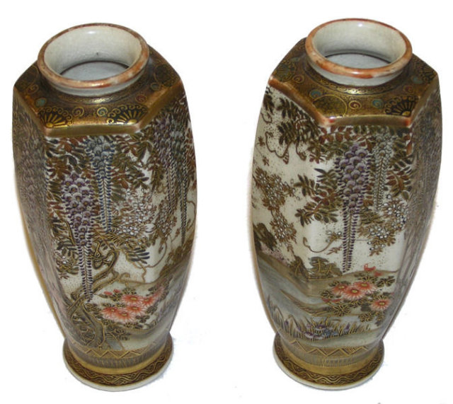 Pair of Small Japanese Satsuma Vases
