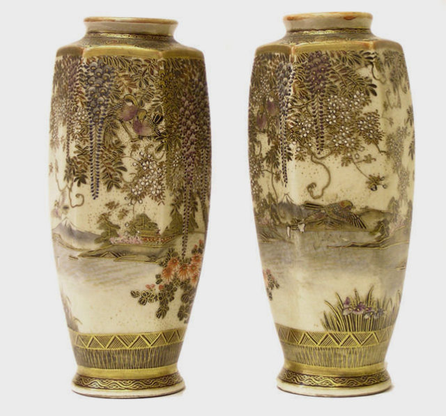 Pair of Small Japanese Satsuma Vases