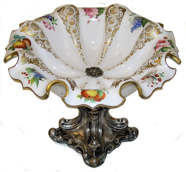Bohemian Silver & Cased Glass Compote