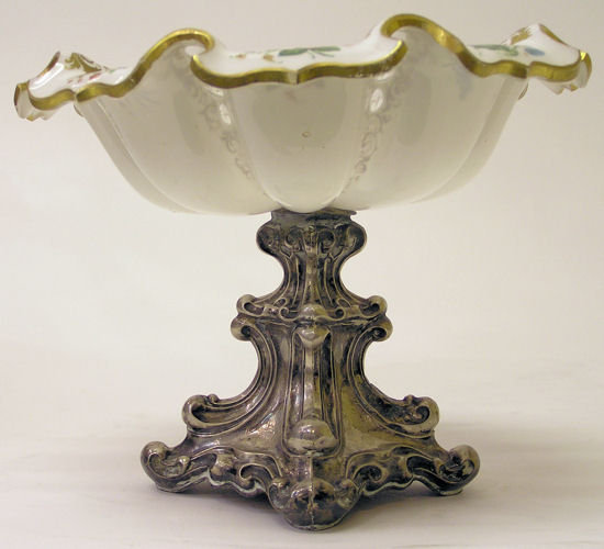 Bohemian Silver & Cased Glass Compote