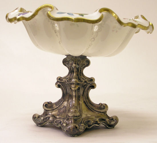 Bohemian Silver & Cased Glass Compote