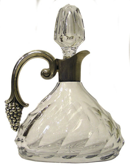 S&F Sterling & Cut Glass Wine Decanter