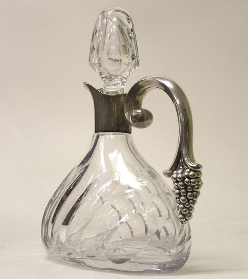 S&F Sterling & Cut Glass Wine Decanter