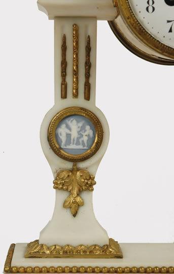 Antique Louis XVI Style Marble Bronze Clock Garniture